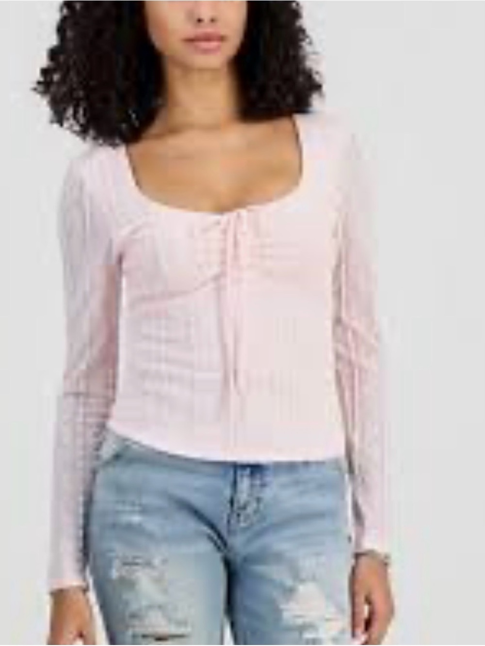 Women's Pink Long-Sleeve Scoop Neck Top